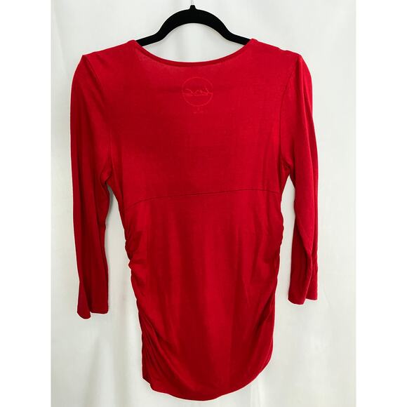 INC 3/4 Sleeve V-Neck Stretch Red 3/4 Sleeve Top Small - Picture 4 of 5